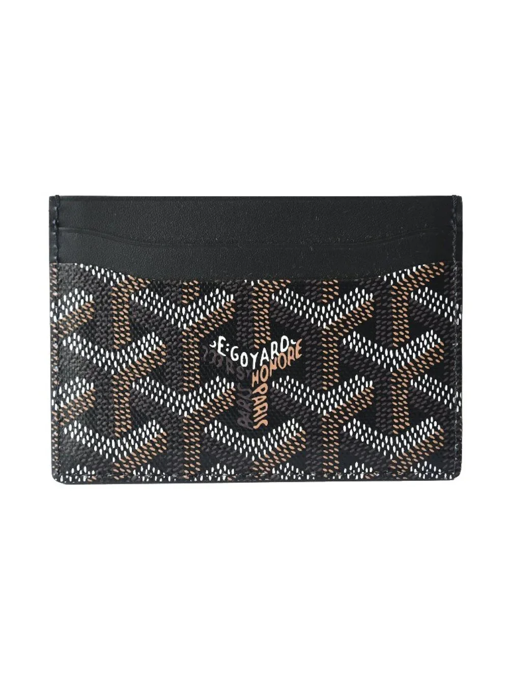 Goyard Saint Sulpice Card Holder Black Tan Canvas